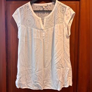 Chic White Eyelet Blouse